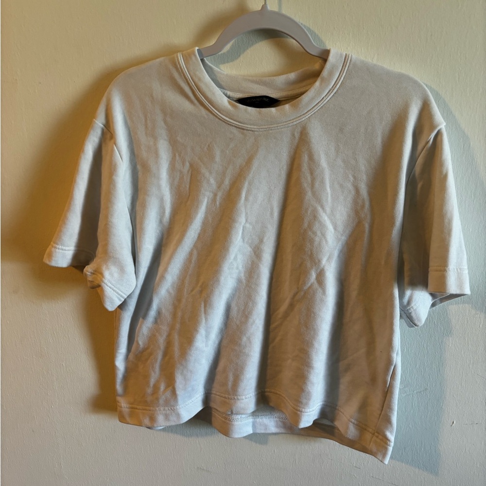 Banana Republic Factory Short Sleeved French Terry Sweatshirt in Snow Day